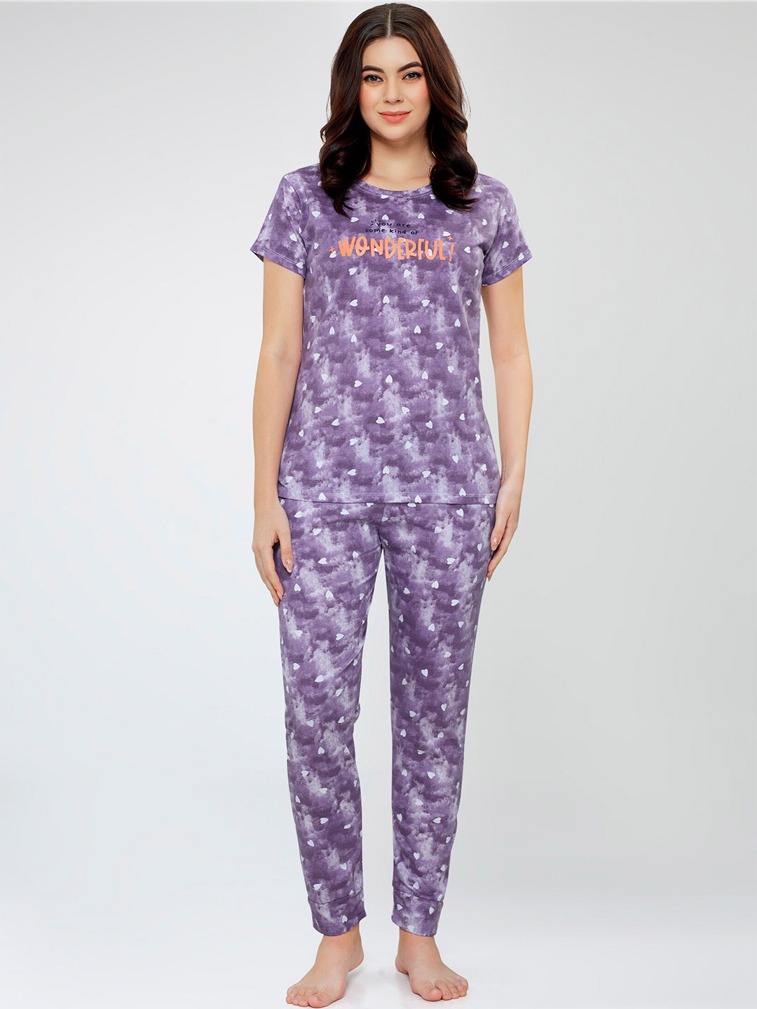 

beebelle Abstract Printed T-shirt & Joggers, Purple