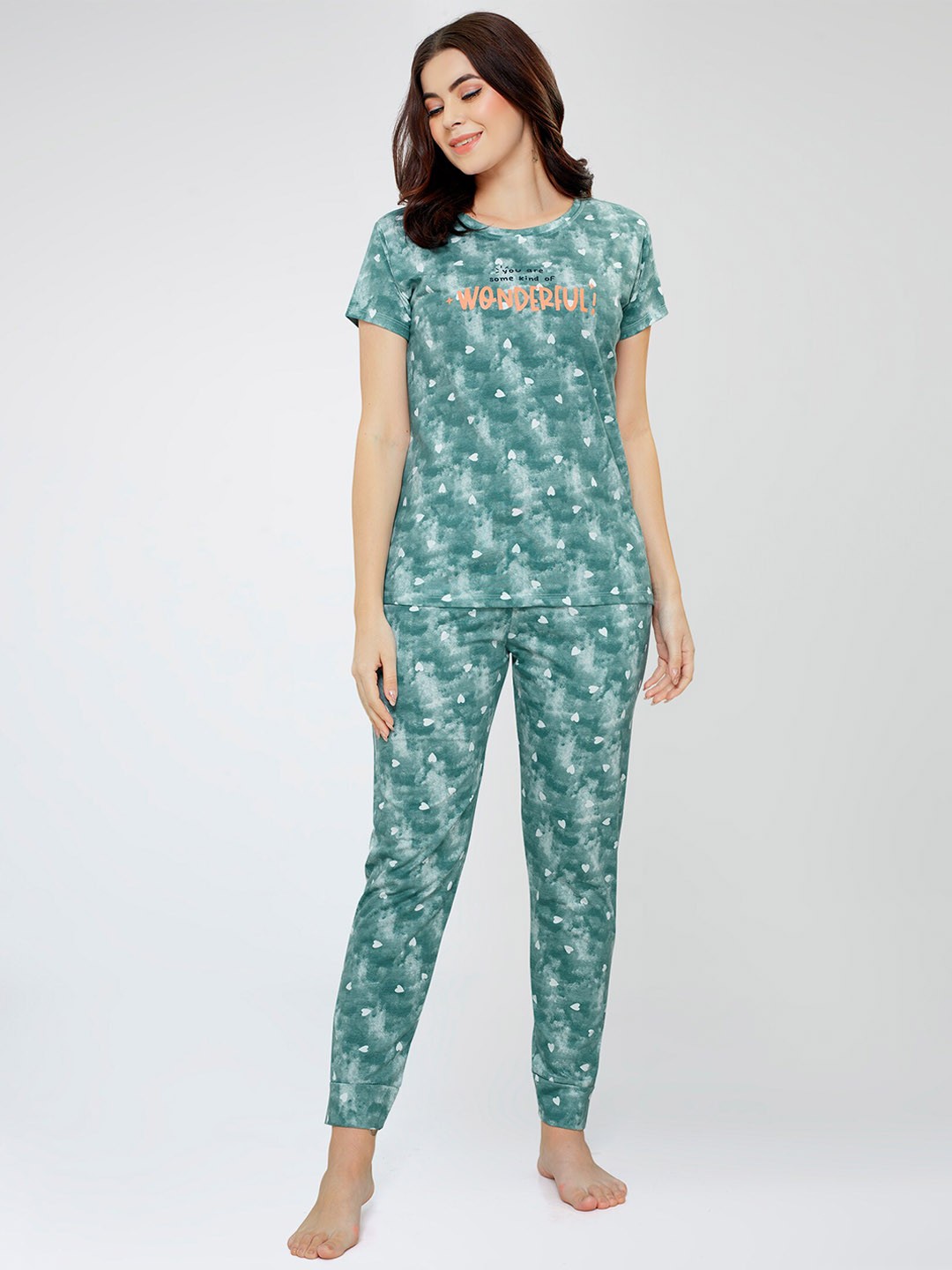 

beebelle Abstract Printed T-shirt & Joggers, Green