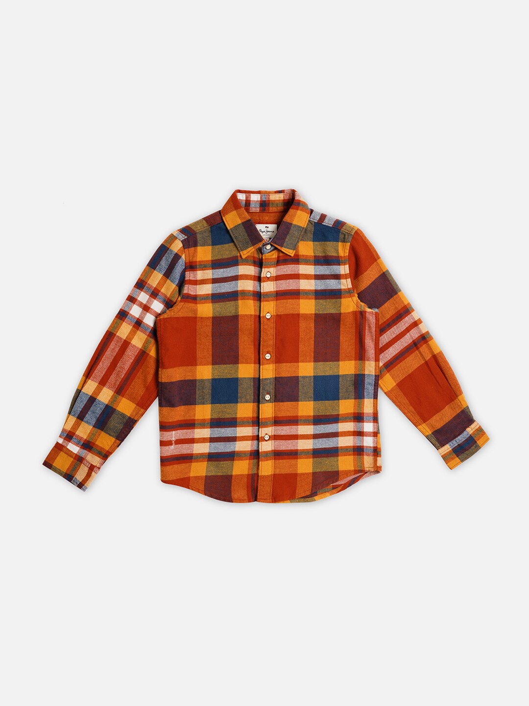 

Pepe Jeans Boys Buffalo Checked Pure Cotton Casual Shirt, Orange