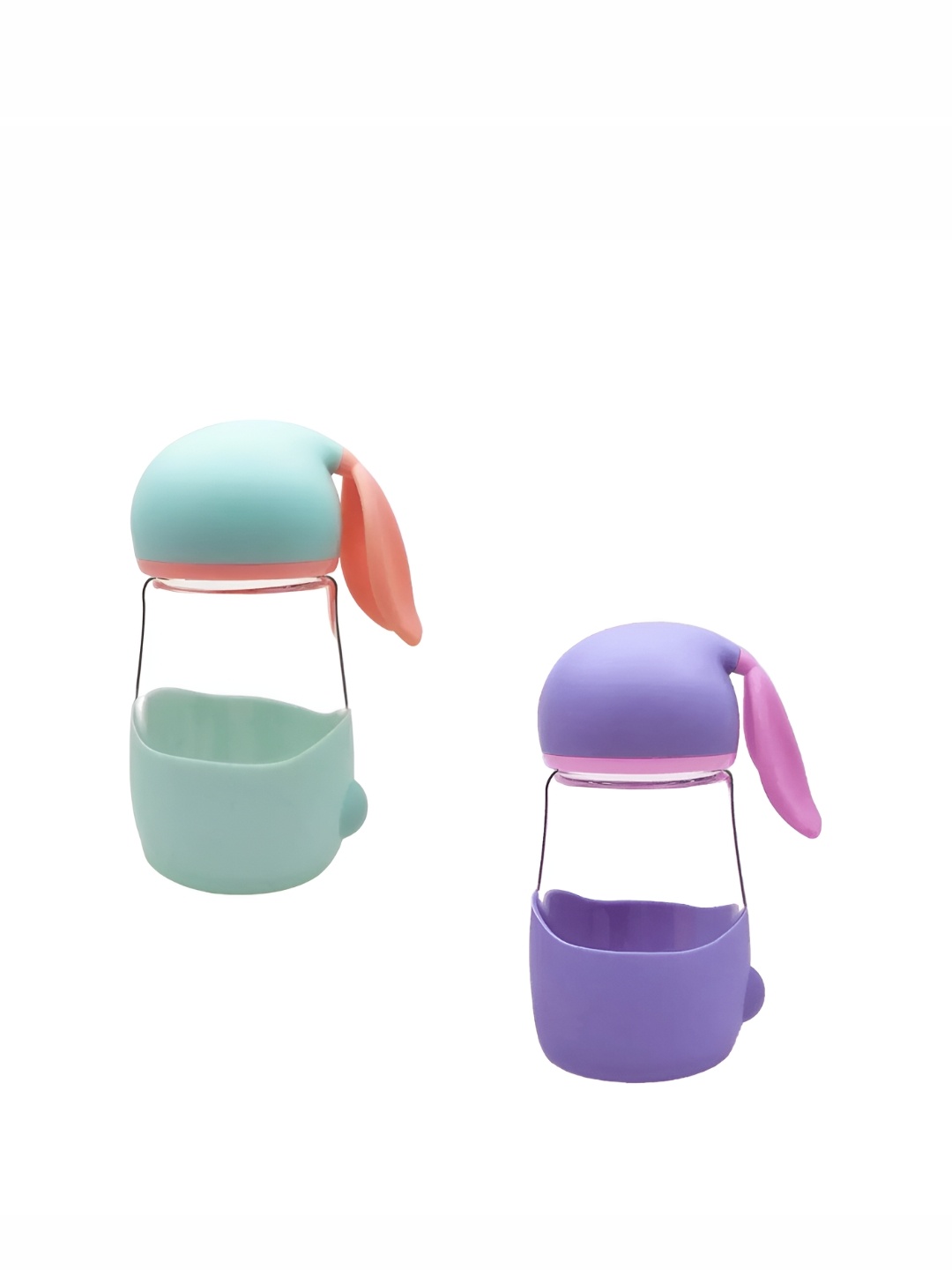 

WELOUR Lavender & Green 2 Pieces Glass Solid Water Bottle