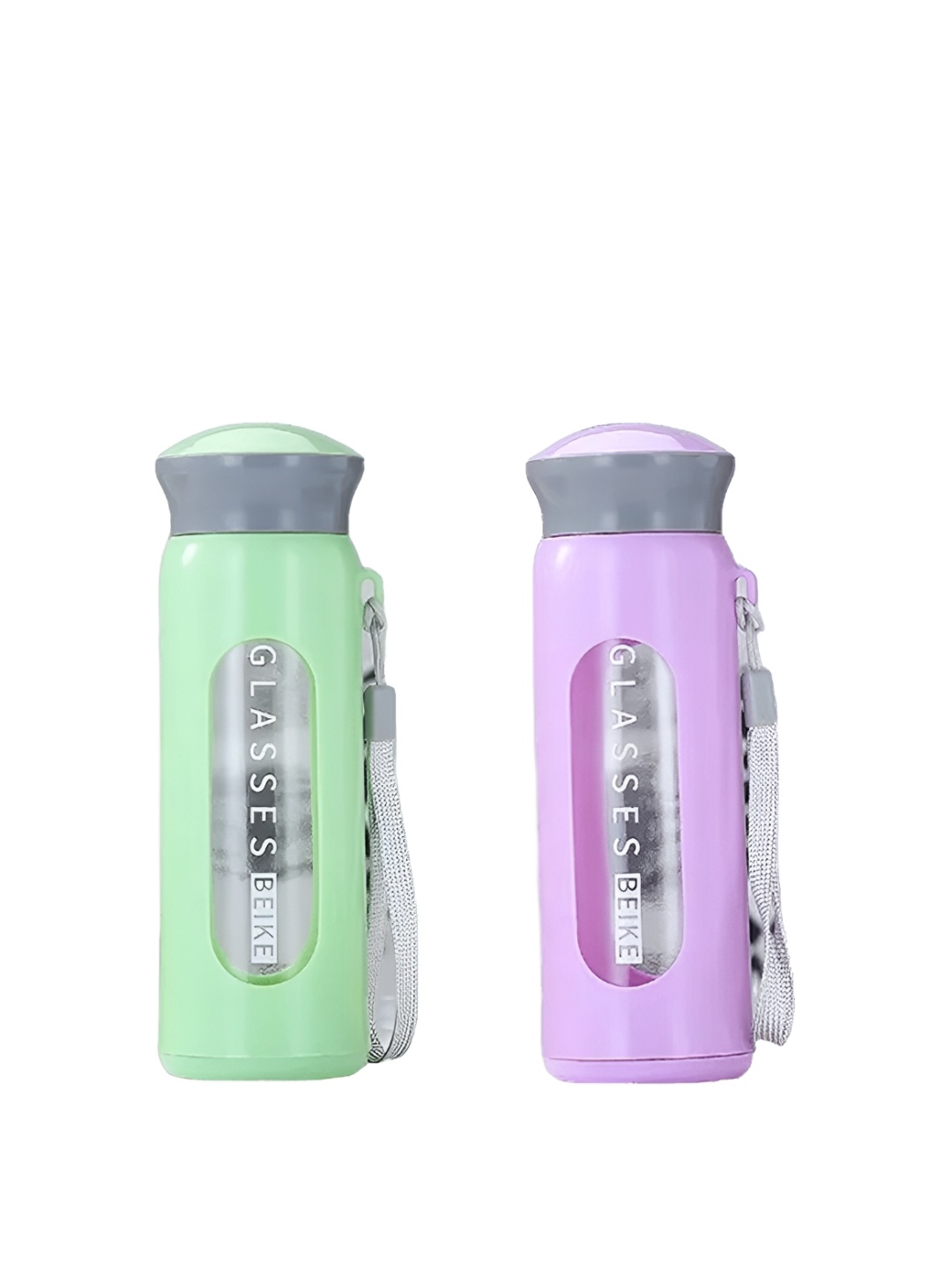 

WELOUR Green & Purple 2 Pieces Glass Water Bottle