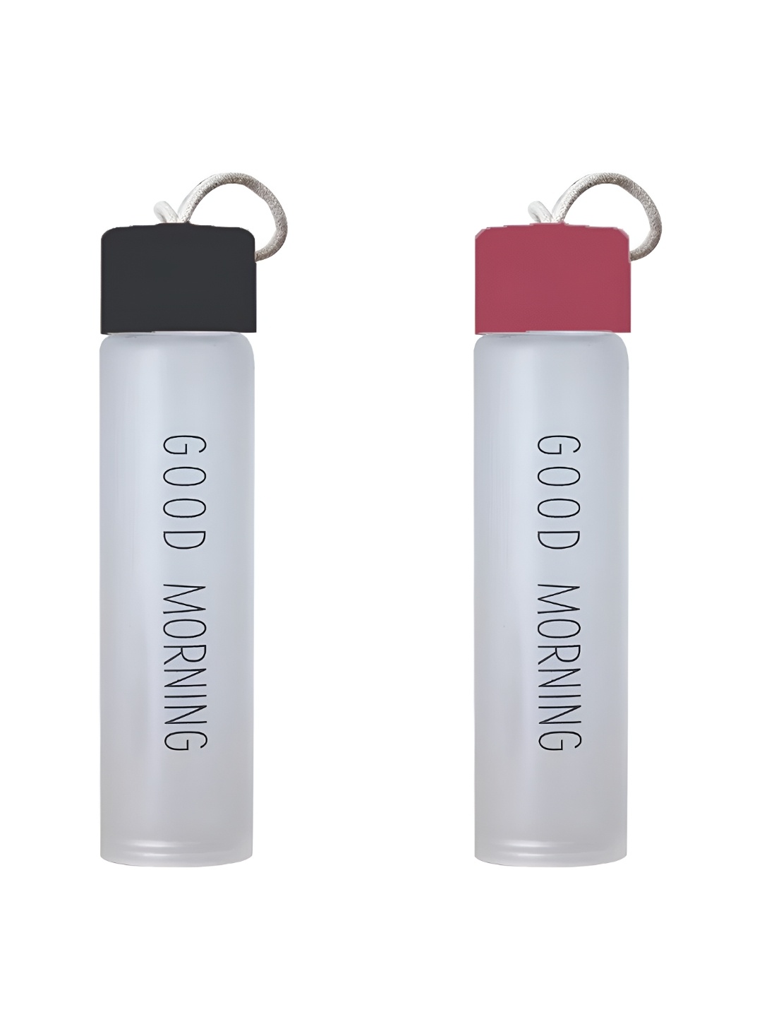 

WELOUR Black & Maroon 2 Pieces Glass Solid Water Bottle