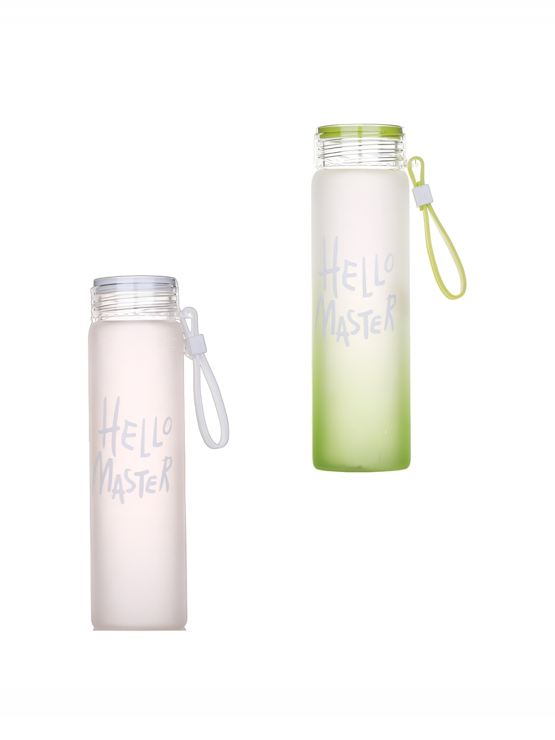 

WELOUR Green & White 2 Pieces Glass Solid Water Bottle 500ml