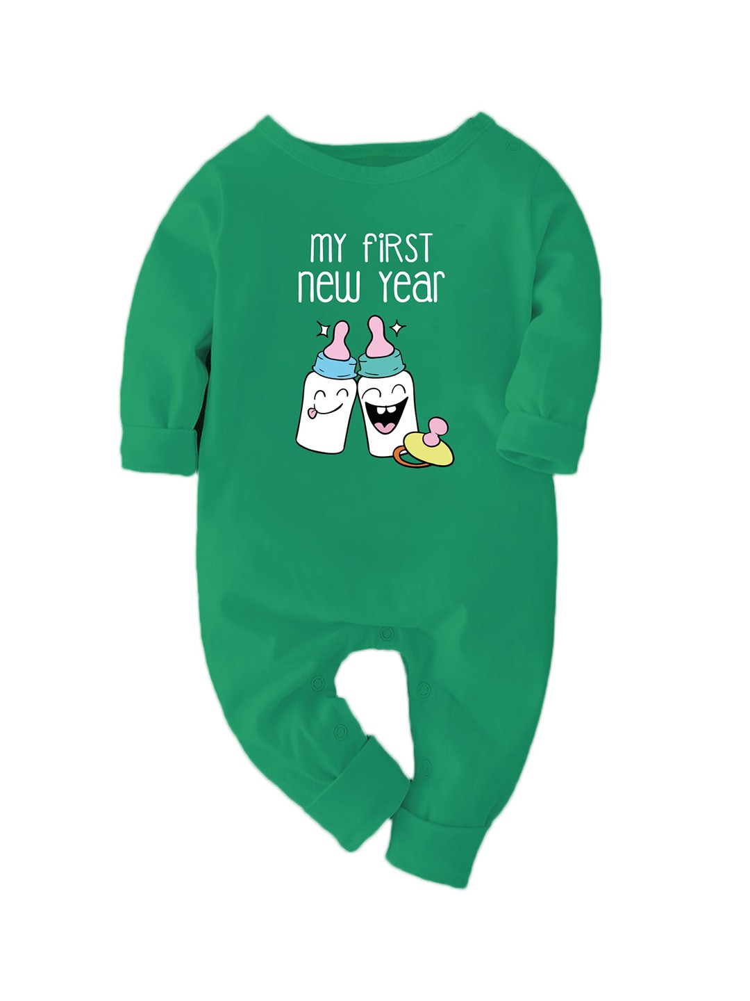 

Zeezeezoo Kids First New Year Graphic Printed Pure Cotton Romper, Green