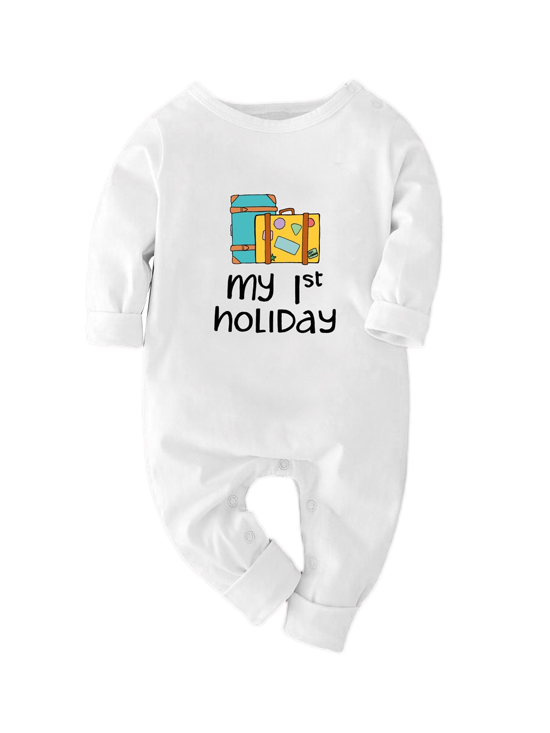 

Zeezeezoo Kids My First Holiday Printed Pure Cotton Romper, White