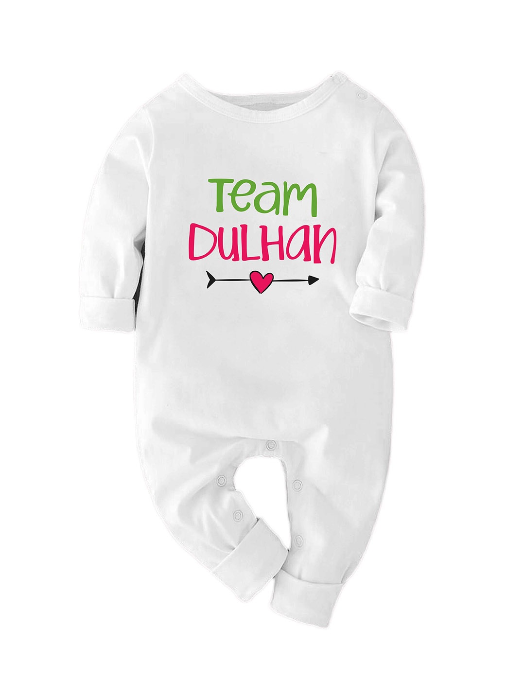 

Zeezeezoo Kids Team Dulhan Printed Pure Cotton Romper, White