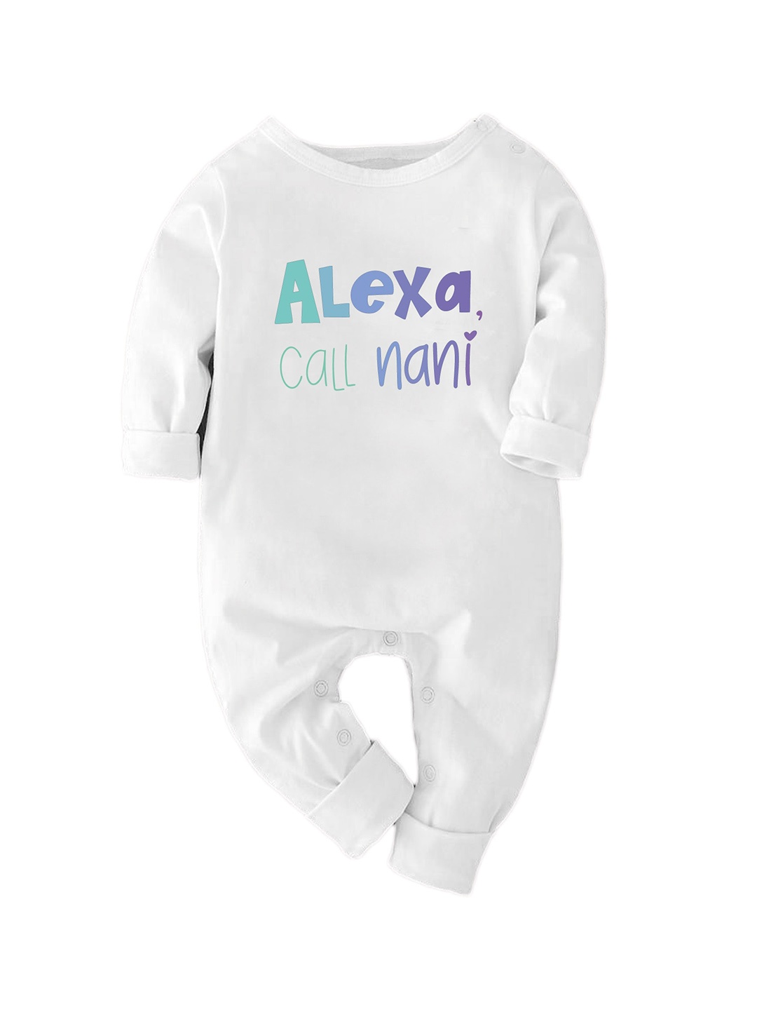 

Zeezeezoo Kids Alexa Call Nani Printed Pure Cotton Romper, White