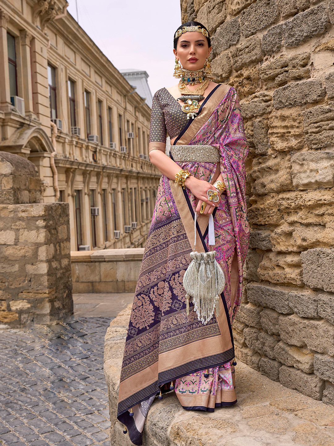 

Mitera Beige Ethnic Motifs Woven Design Zari Saree
