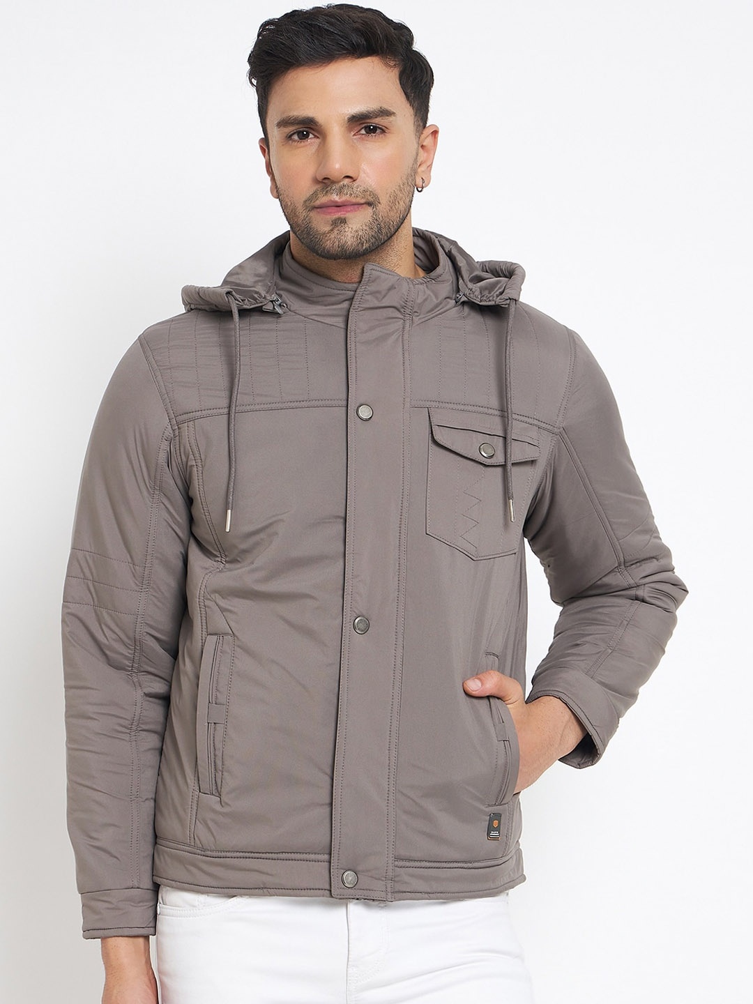 

Duke Hooded Long Sleeves Padded Jacket, Grey