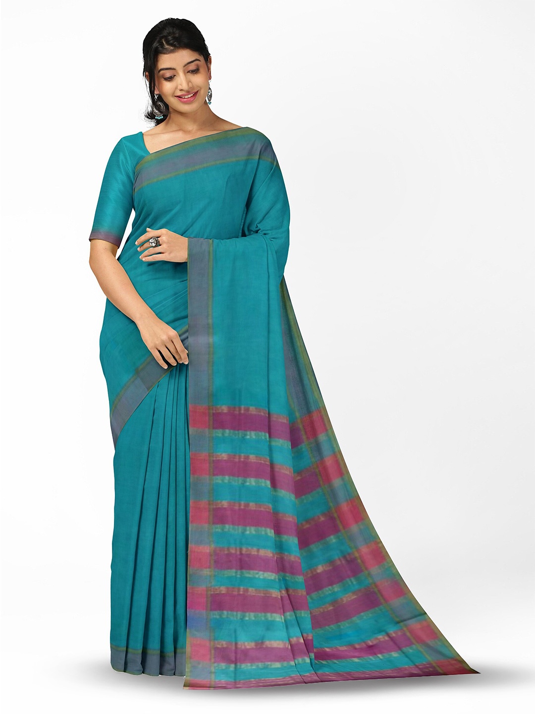 

APCO Woven Design Border Pure Cotton Saree, Green