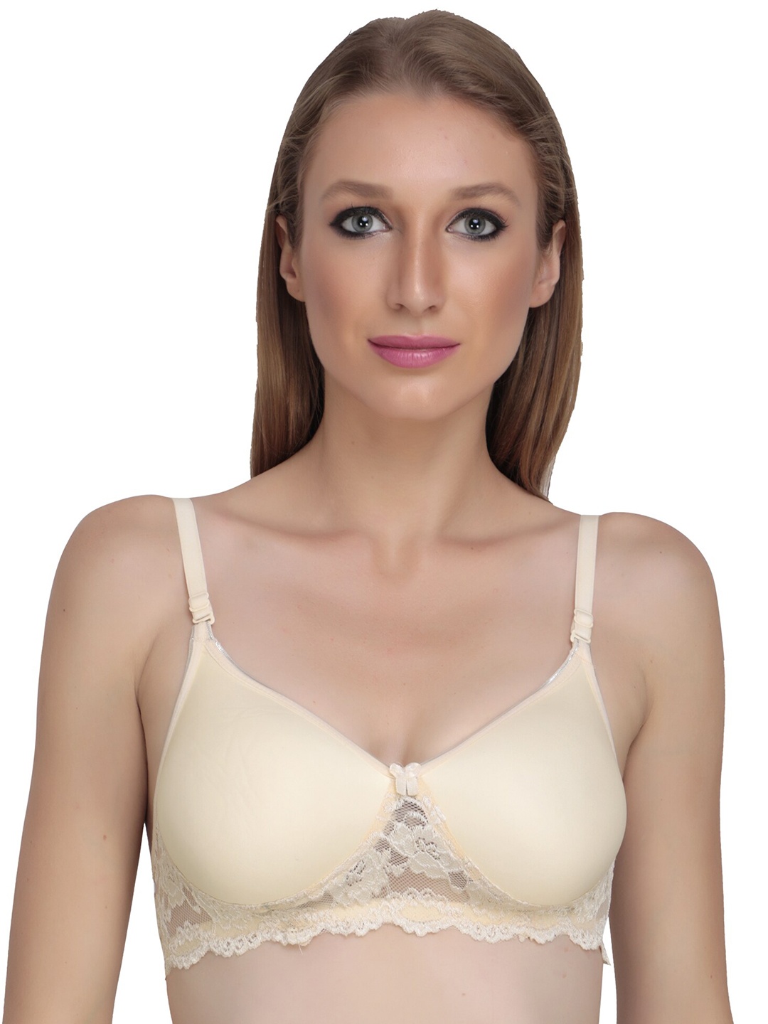 

Liigne Full Coverage Lightly Padded Lace Everyday Bra With All Day Comfort, Cream