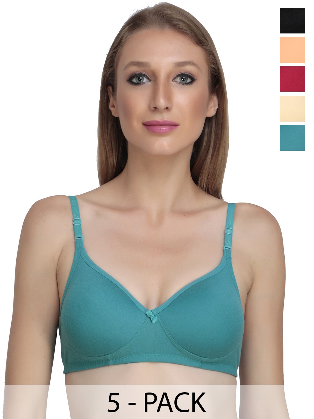 

Liigne Pack Of 5 Full Coverage Lightly Padded All Day Comfort Everyday Bra, Red