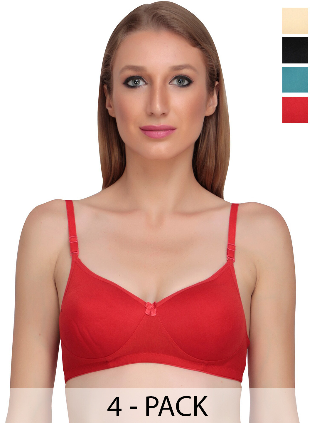 

Liigne Pack Of 4 Full Coverage Bra, Black