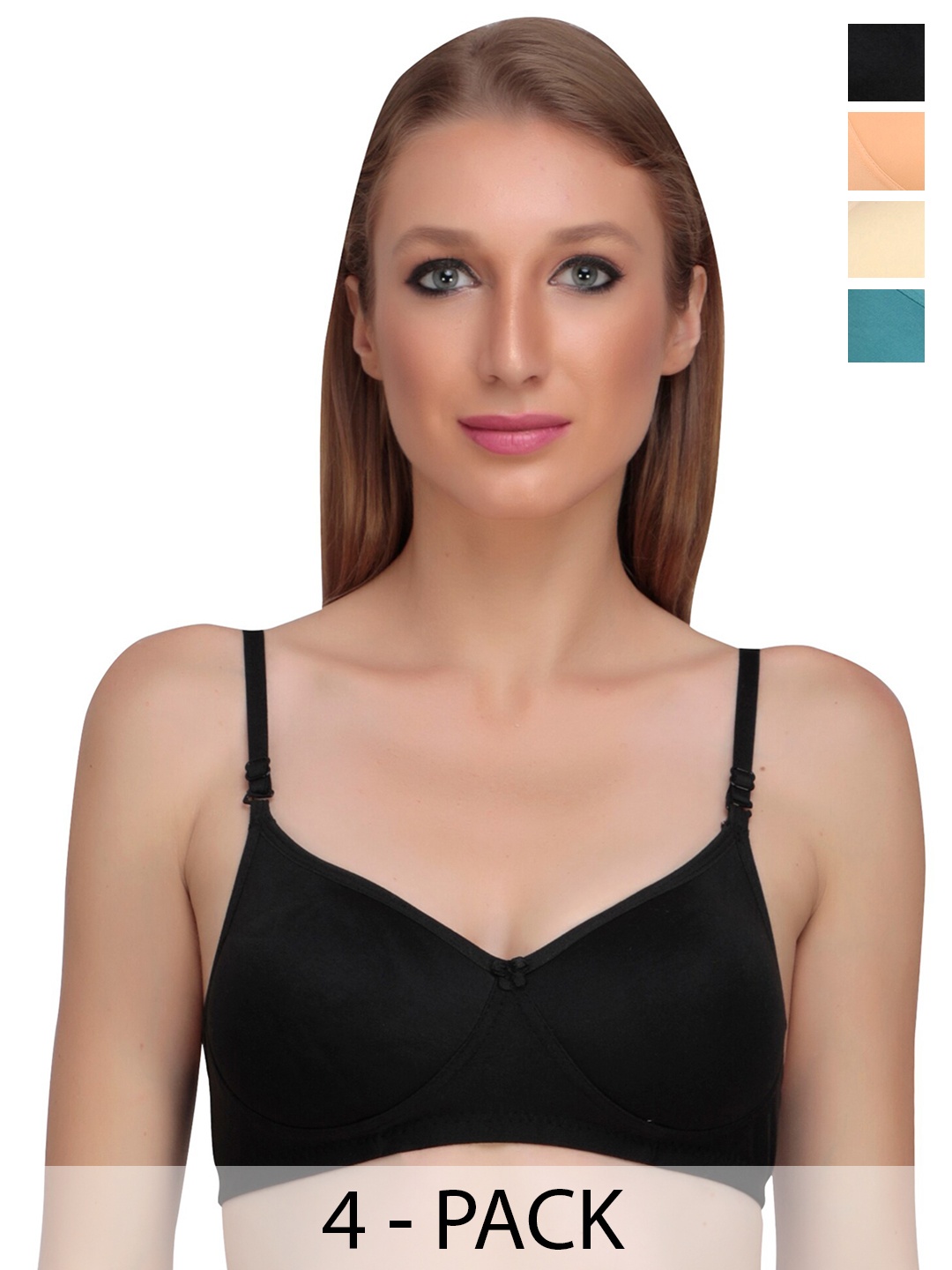 

Liigne Pack Of 4 Full Coverage Everyday Bra With All Day Comfort, Black
