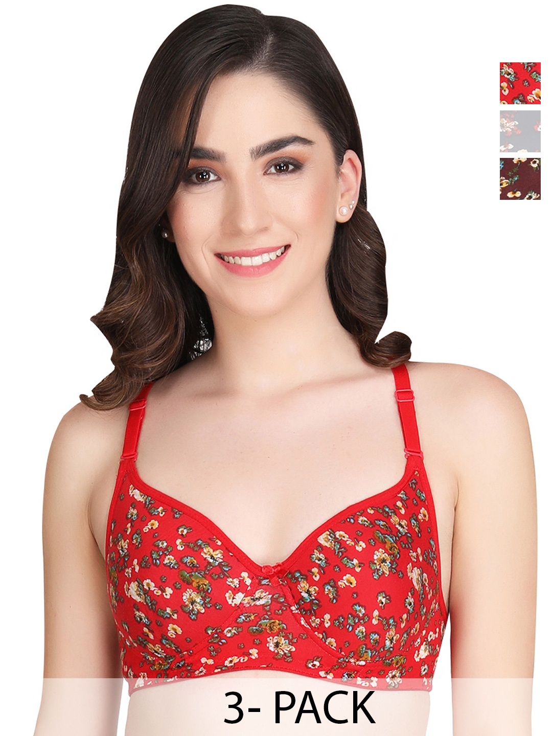 

Liigne Multicoloured Bra Full Coverage Lightly Padded, Red