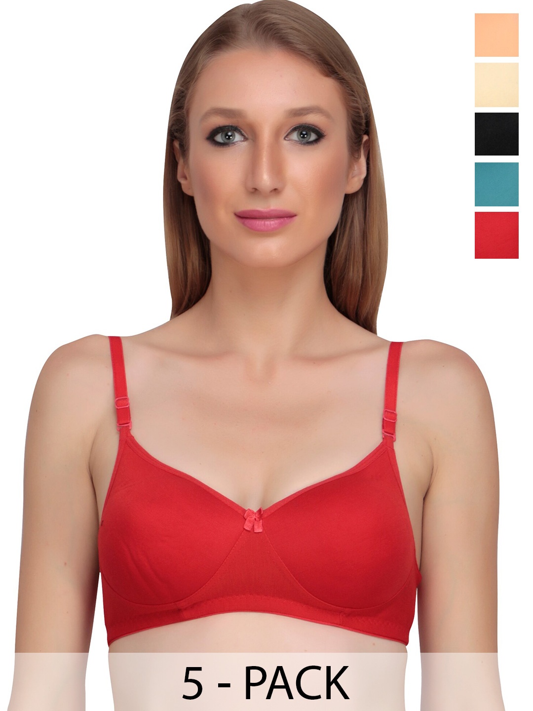 

Liigne Pack of 5 Full Coverage Lightly Padded Everyday Bras With All Day Comfort, Black