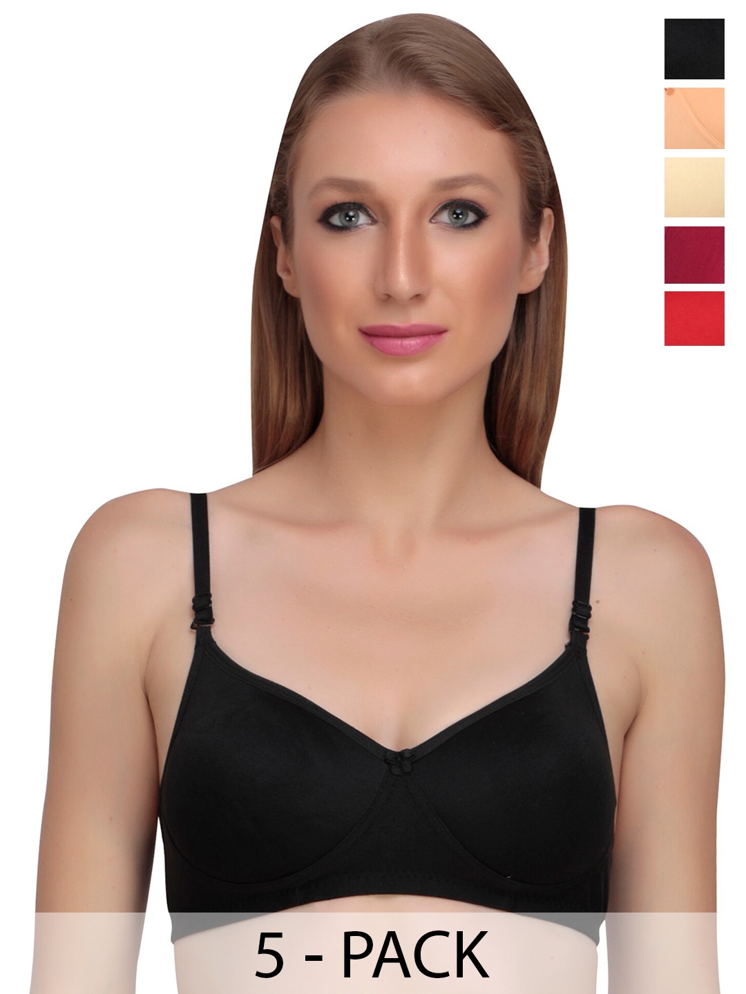 

Liigne Pack of 5 Full Coverage Non-Padded Everyday Bra With All Day Comfort, Fuchsia