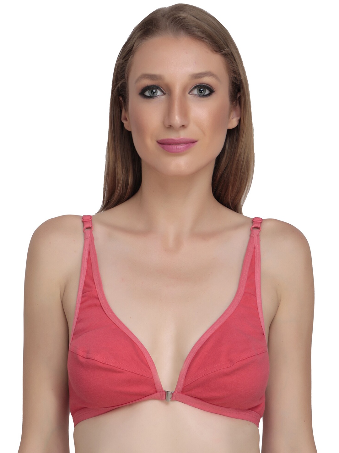 

Liigne Front Open Non Wired Lightly Padded Everyday Bra With All Day Comfort, Pink
