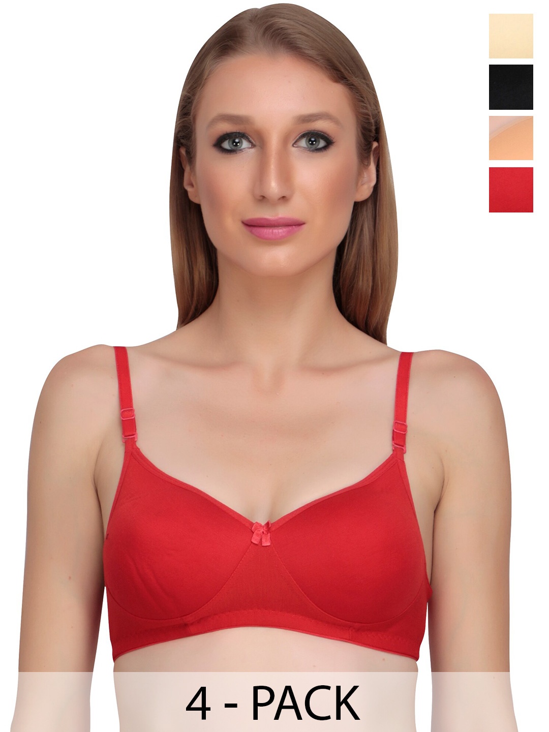 

Liigne Pack Of 4 Full Coverage All Day Comfort Everyday Bra, Red