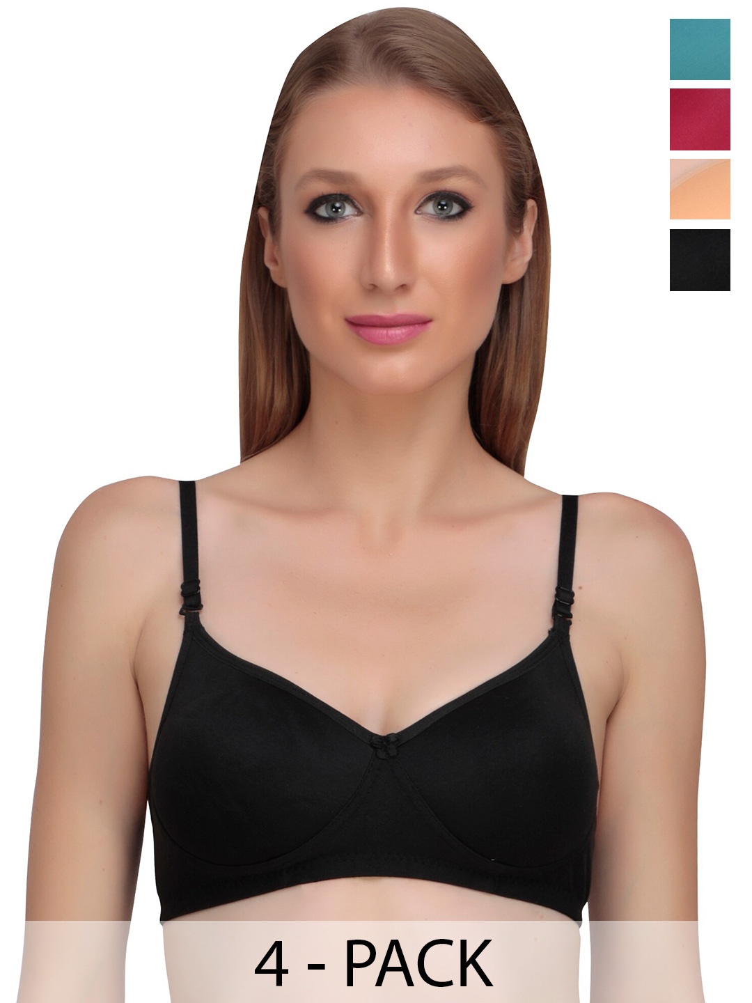

Liigne Pack Of 4 Full Coverage Lightly Padded Everyday Bra With All Day Comfort, Blue