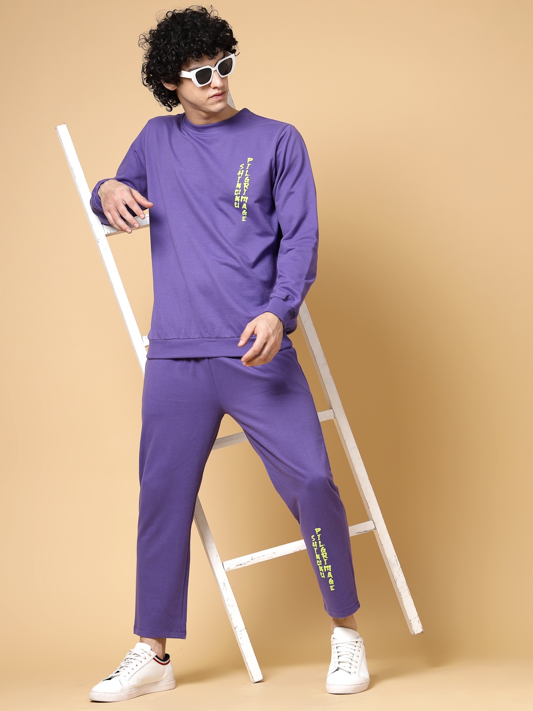 

Rigo Mid-Rise Oversized-Fit Terry Cotton Tracksuits, Purple