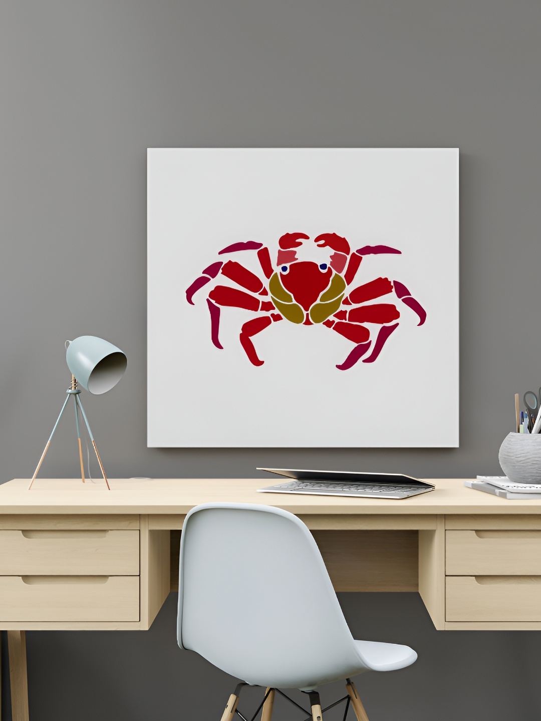 

KAYRA DECOR White & Black Crab Design Wall Stencil