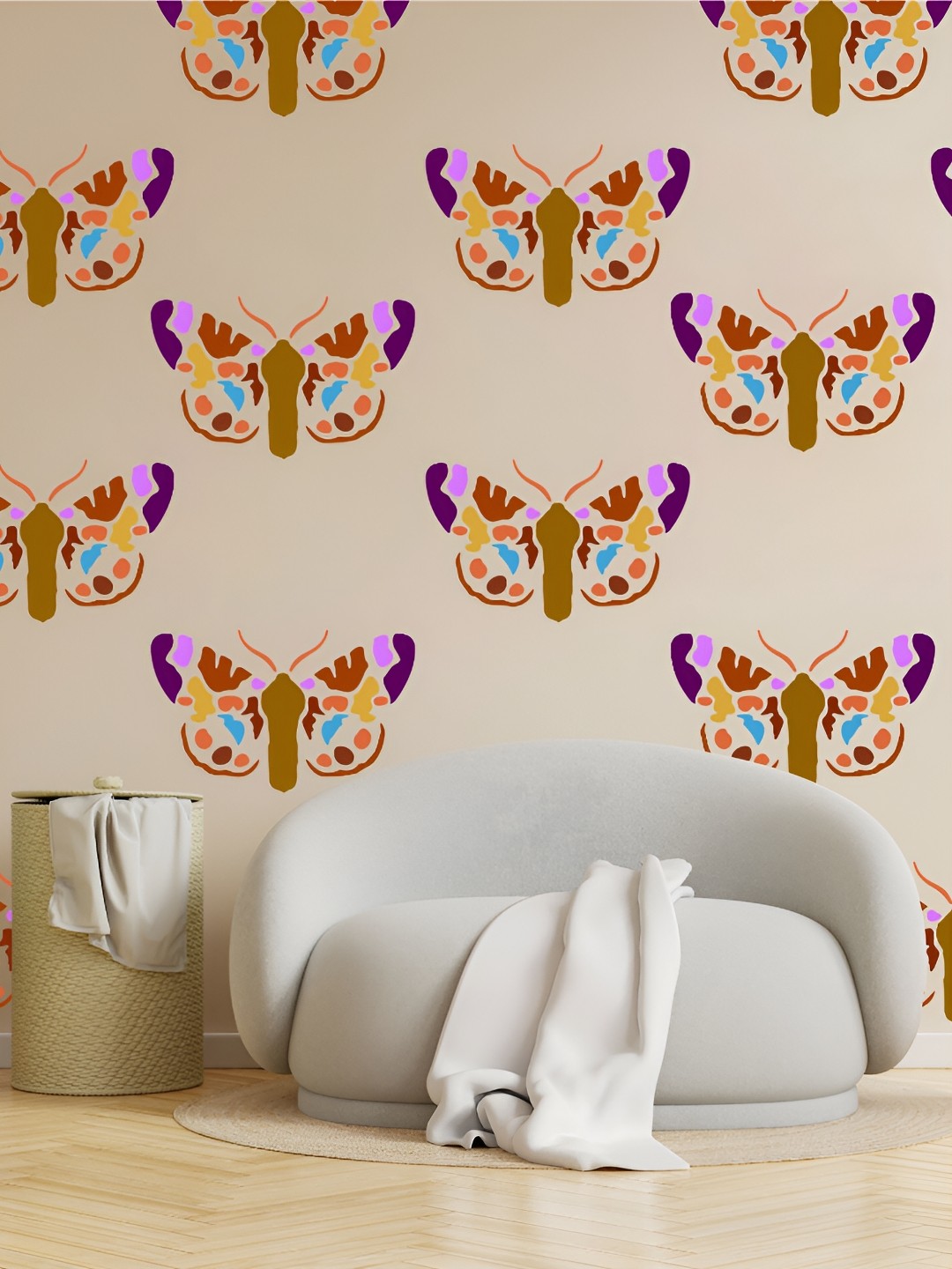 

KAYRA DECOR White & Back Moth Design Wall Stencil
