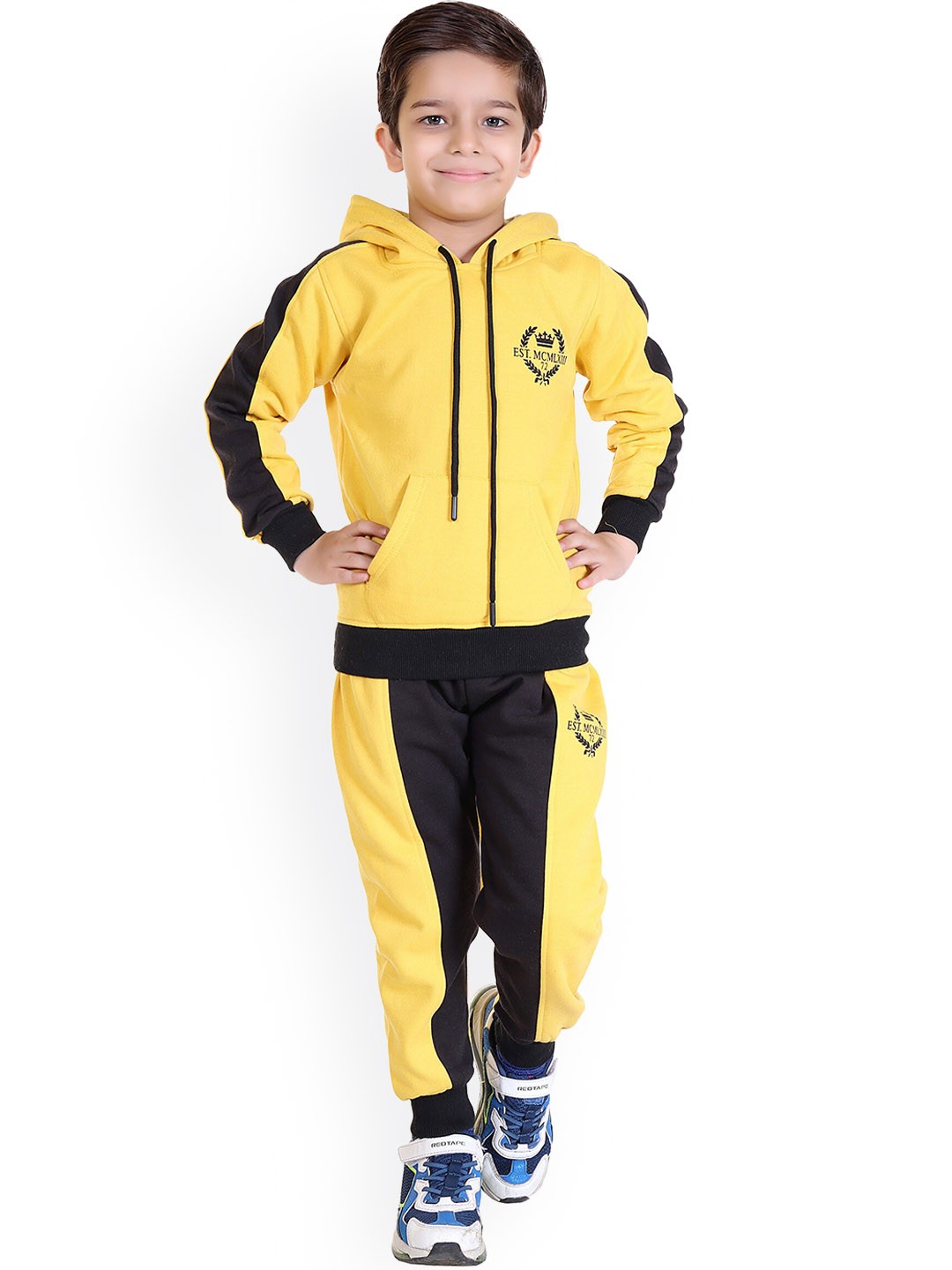 

BAESD Boys Colourblocked Hooded Fleece Tracksuit, Yellow