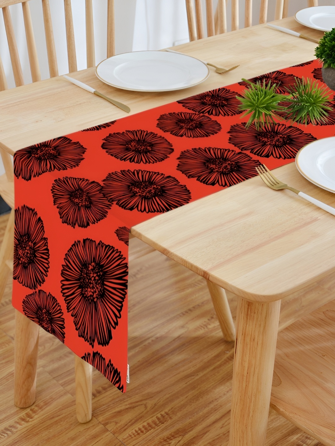 

HOMADORN Orange Ethnic Motifs Printed Table Runner