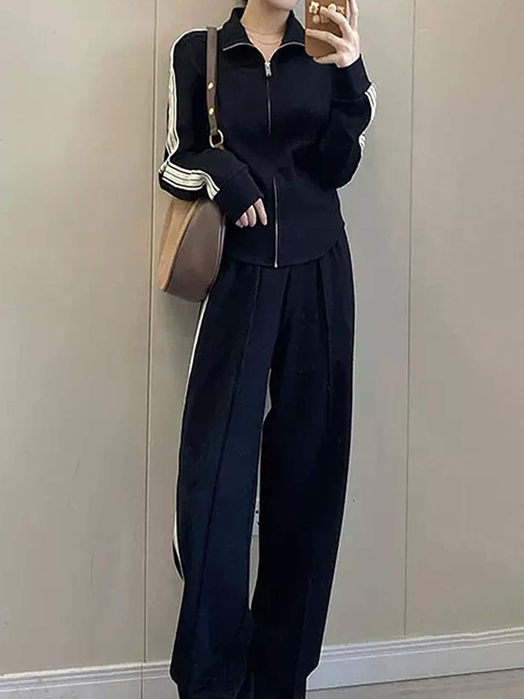 

LULU & SKY Shirt Collar Jacket With Trousers, Black