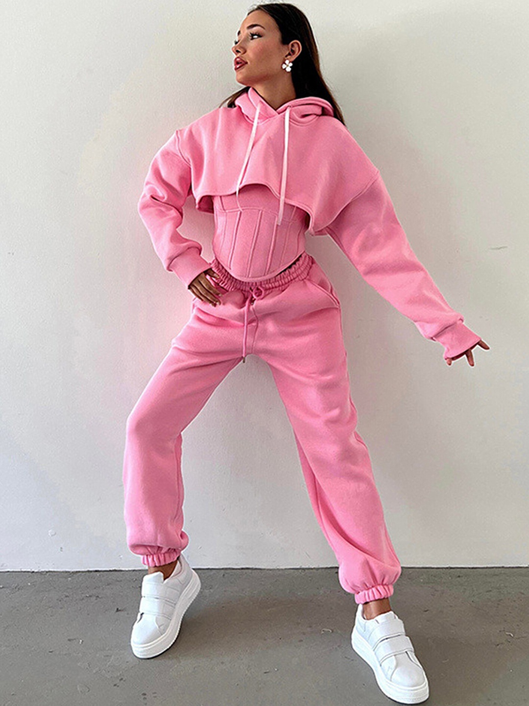 

LULU & SKY Top, Hoodie & Joggers Co-Ord, Pink