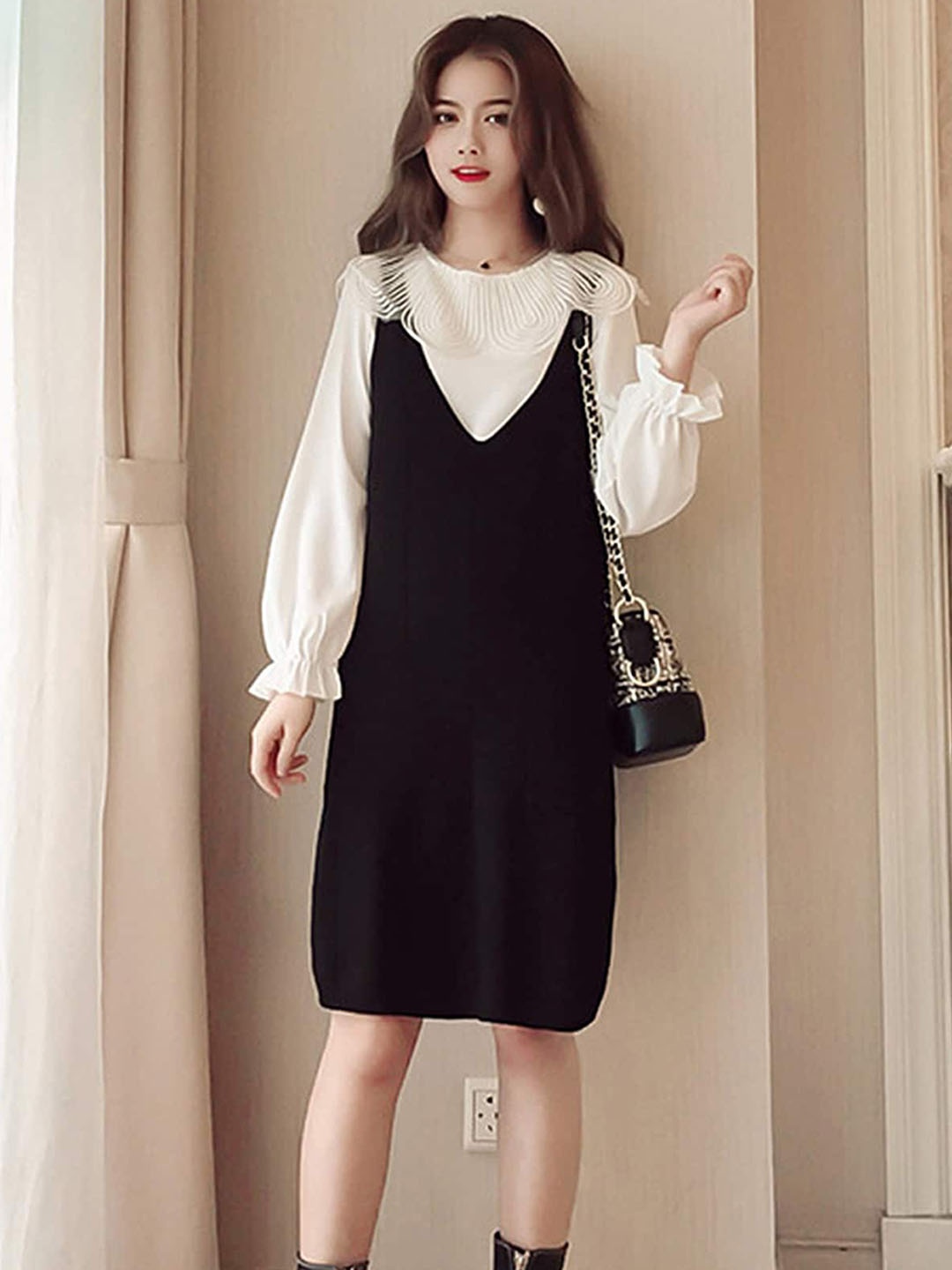 

LULU & SKY Black & White Bodycon Dress With Top
