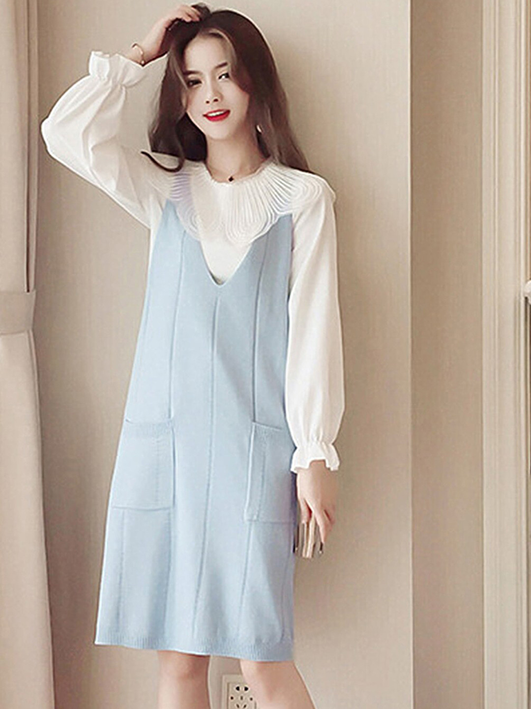 

LULU & SKY Knee Length Sheath Dress With Top, Blue