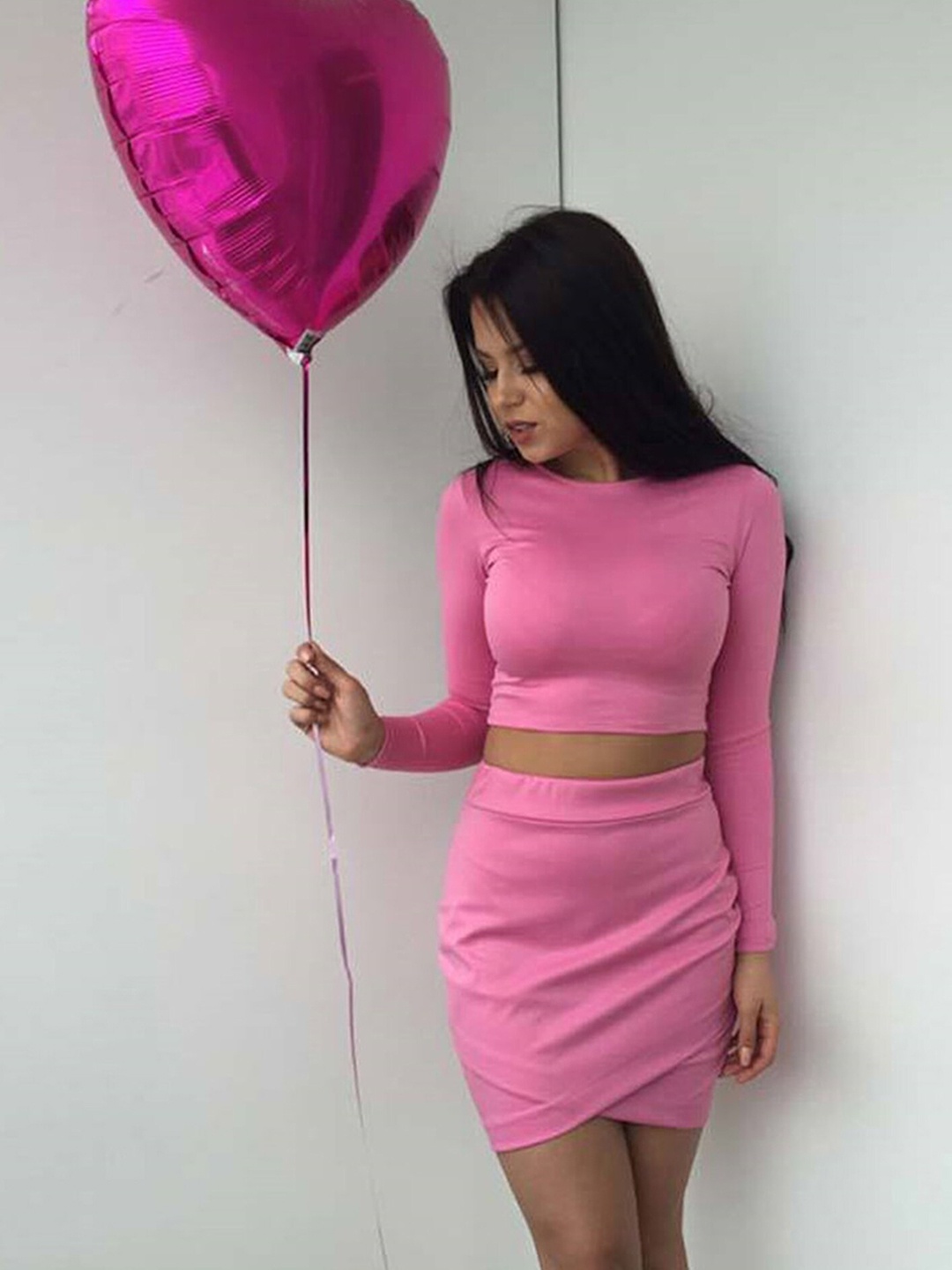 

LULU & SKY Round Neck Top With Flared Skirt Co-Ords, Pink