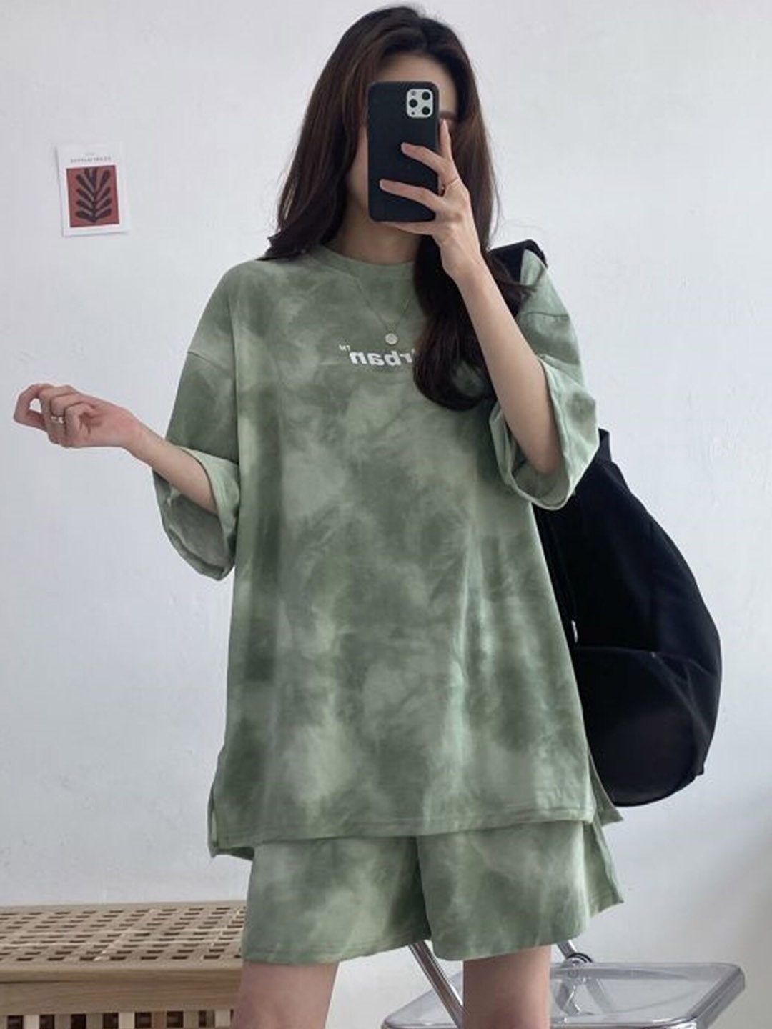 

LULU & SKY Printed Drop-Shoulder Sleeves T-shirt With Shorts, Green