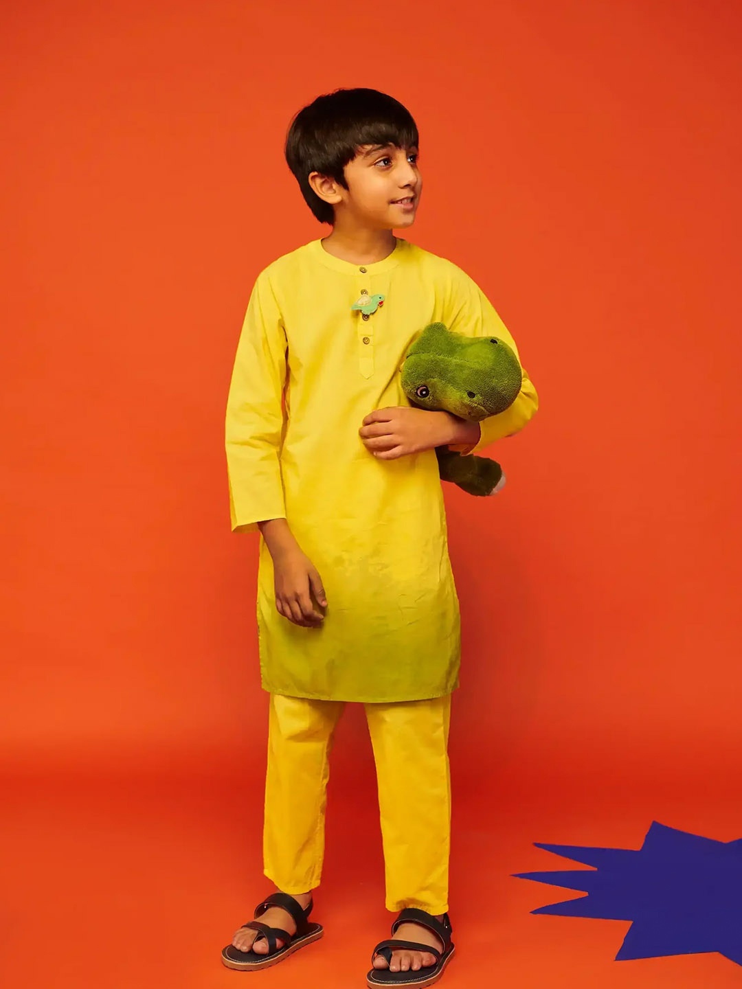 

Somersault Boys Dyed Regular Pure Cotton Kurta With Pyjamas, Yellow