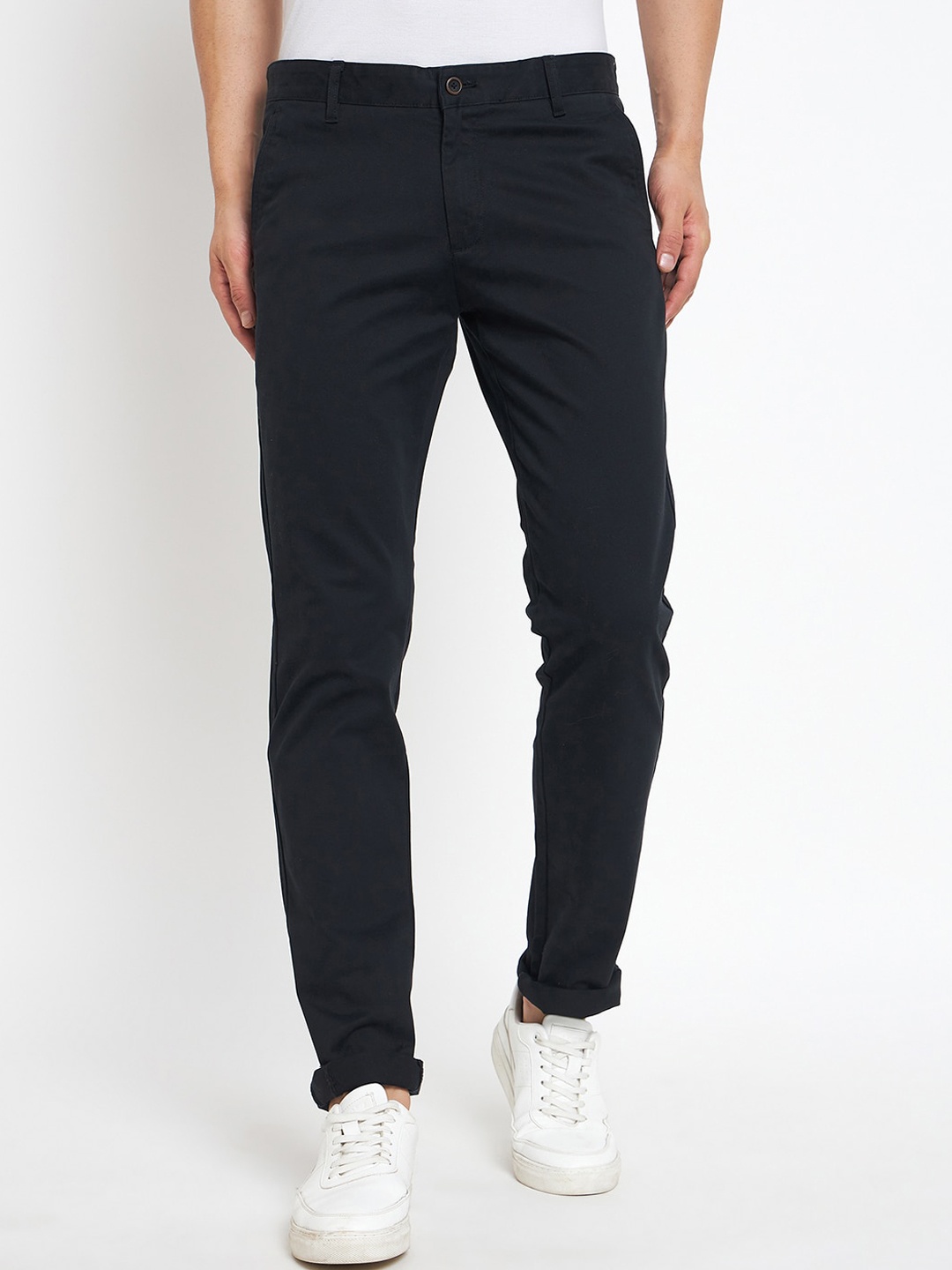 

Duke Men Slim Fit Cotton Mid-Rise Chinos Trouser, Black