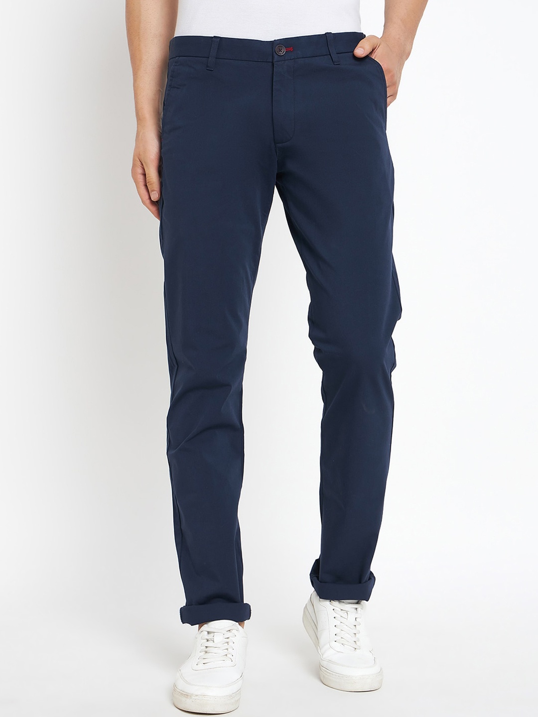 

Duke Men Slim Fit Cotton Mid-Rise Chinos Trouser, Blue