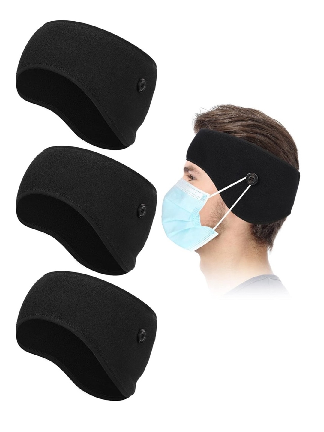 

EL REGALO Pack Of 3 Headbands, Black