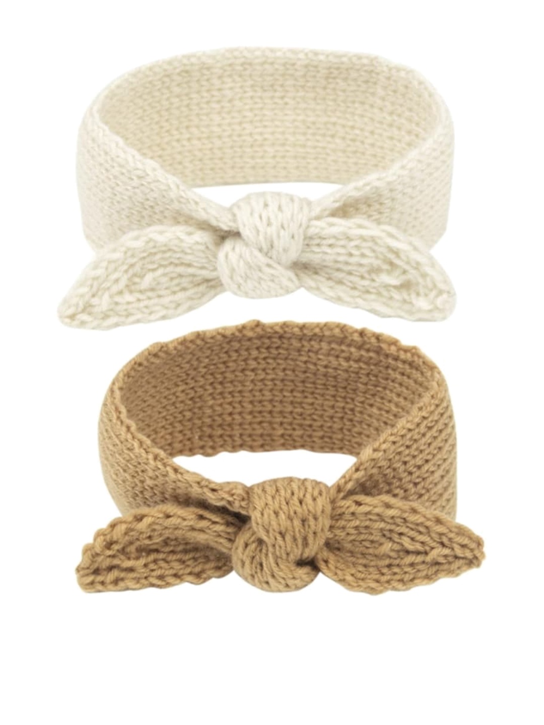 

EL REGALO Infant Girls Pack Of 2 Self-Design Headbands, Beige