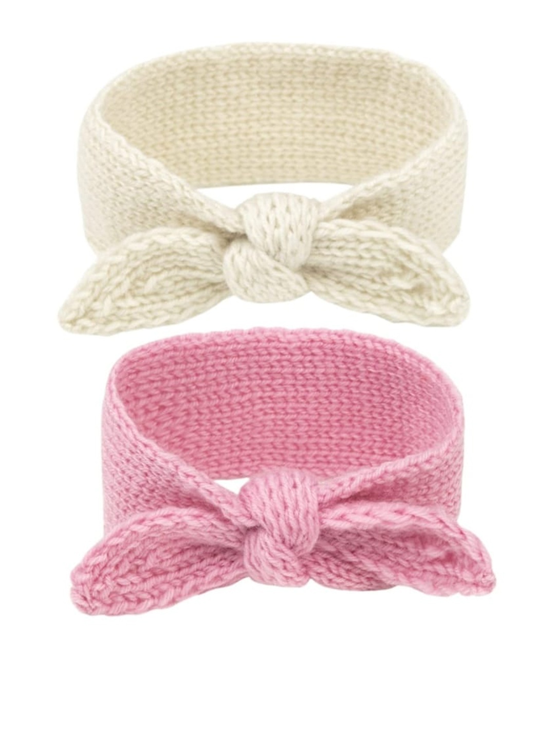 

EL REGALO Infant Girls Pack Of 2 Self-Design Bandana Headbands, Beige