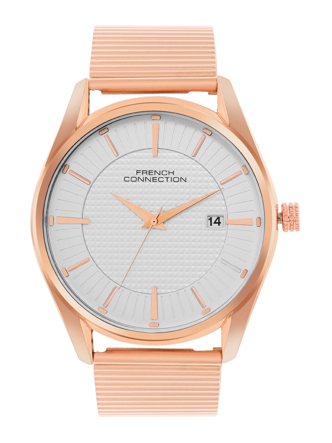 

French Connection Men Textured Stainless Steel Analogue Watch FCN056F, Silver