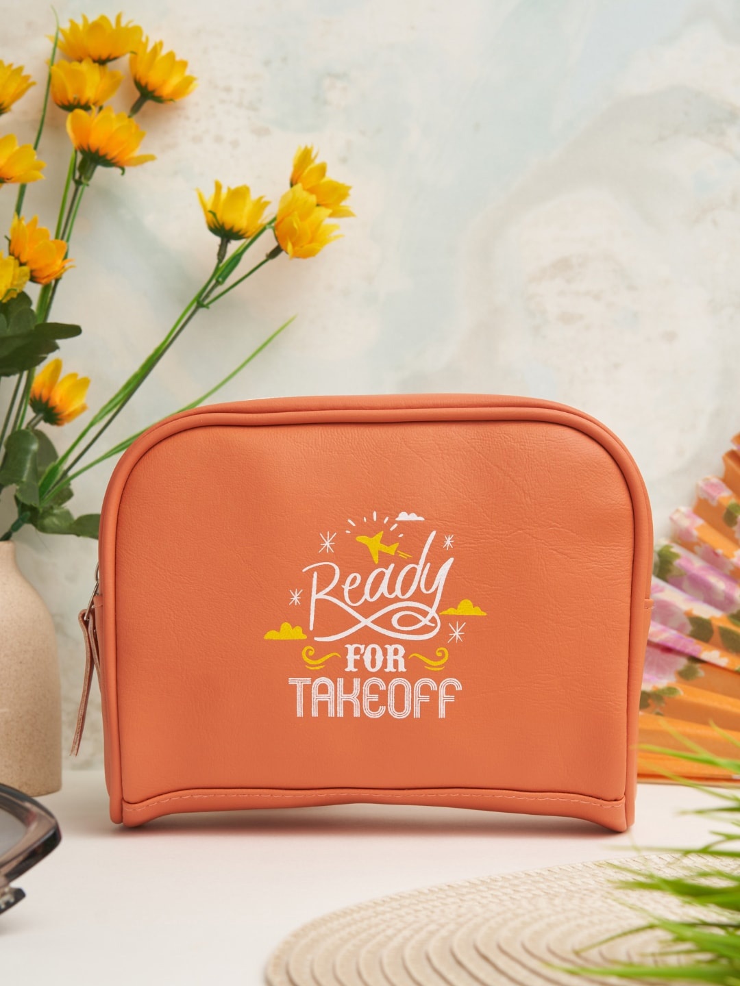 

Doodle Typography Printed Travel Pouch, Orange