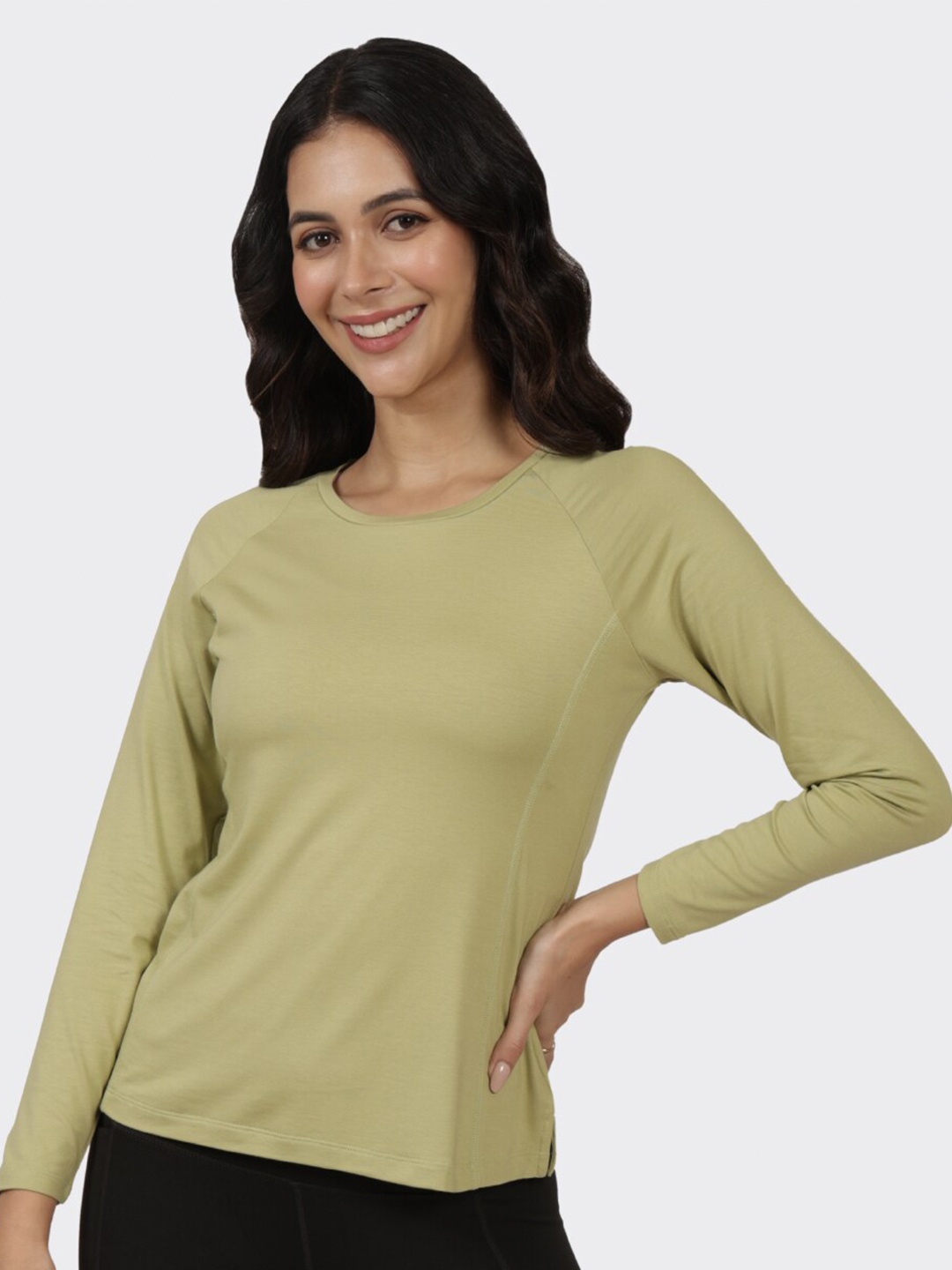 

Blissclub Round Neck Slid Slit T-shirt, Green