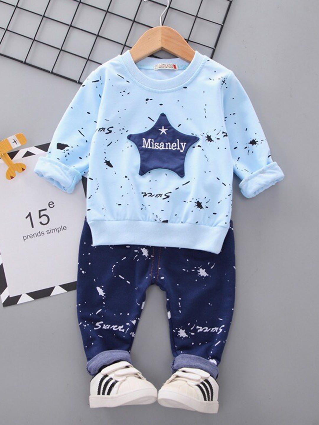 

Googo Gaaga Boys Printed Pure Cotton T-shirt with Trouser, Blue