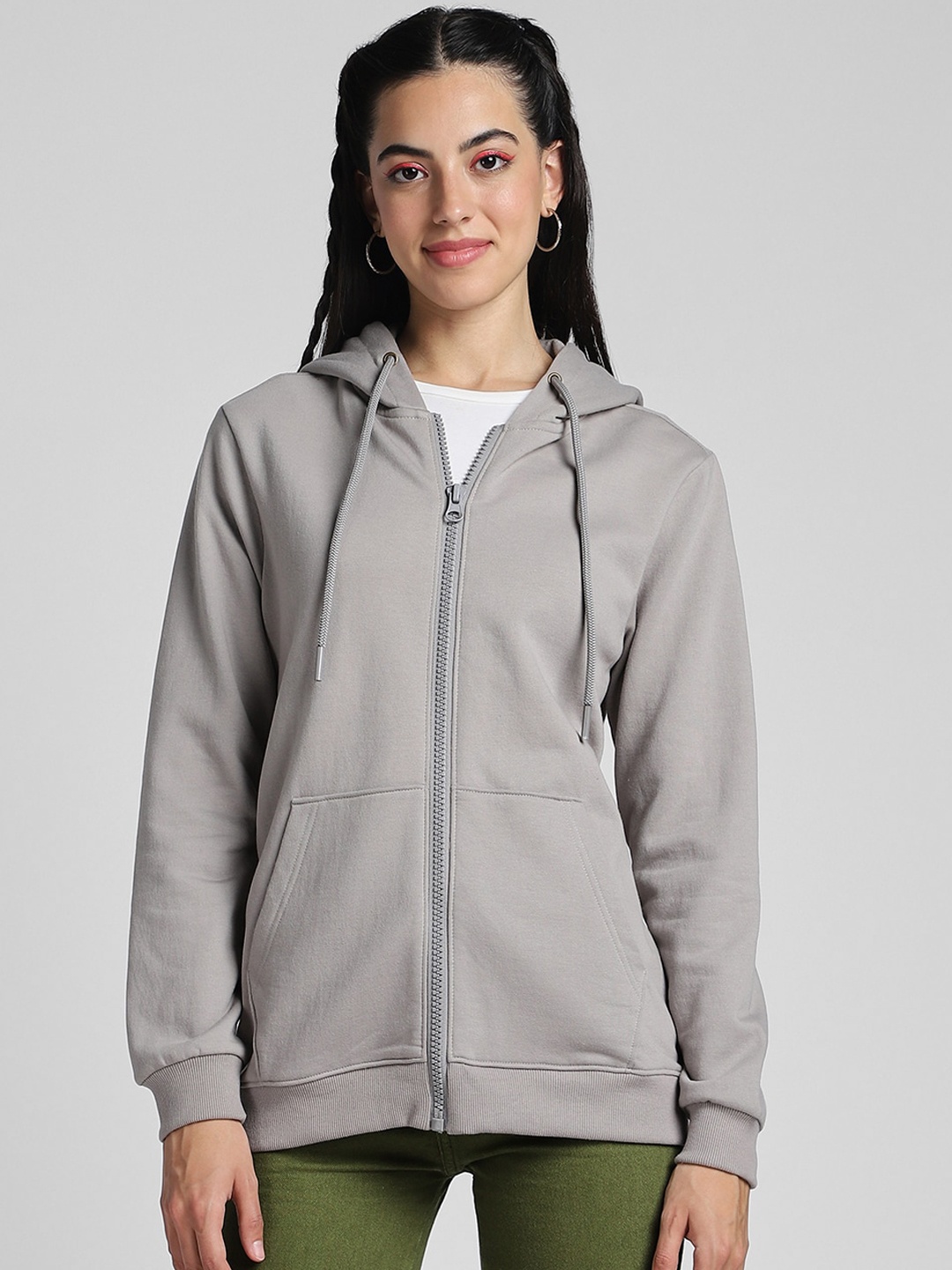 

JUNEBERRY Hooded Fleece Lightweight Bomber Jacket, Grey