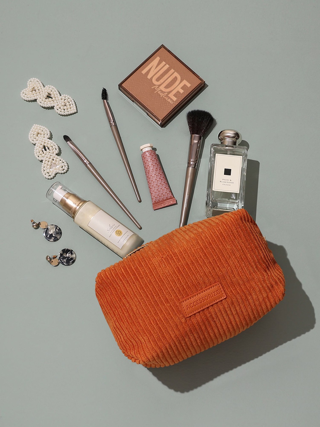 

ACCESSORIZE LONDON Orange Cord Make Up Organisers
