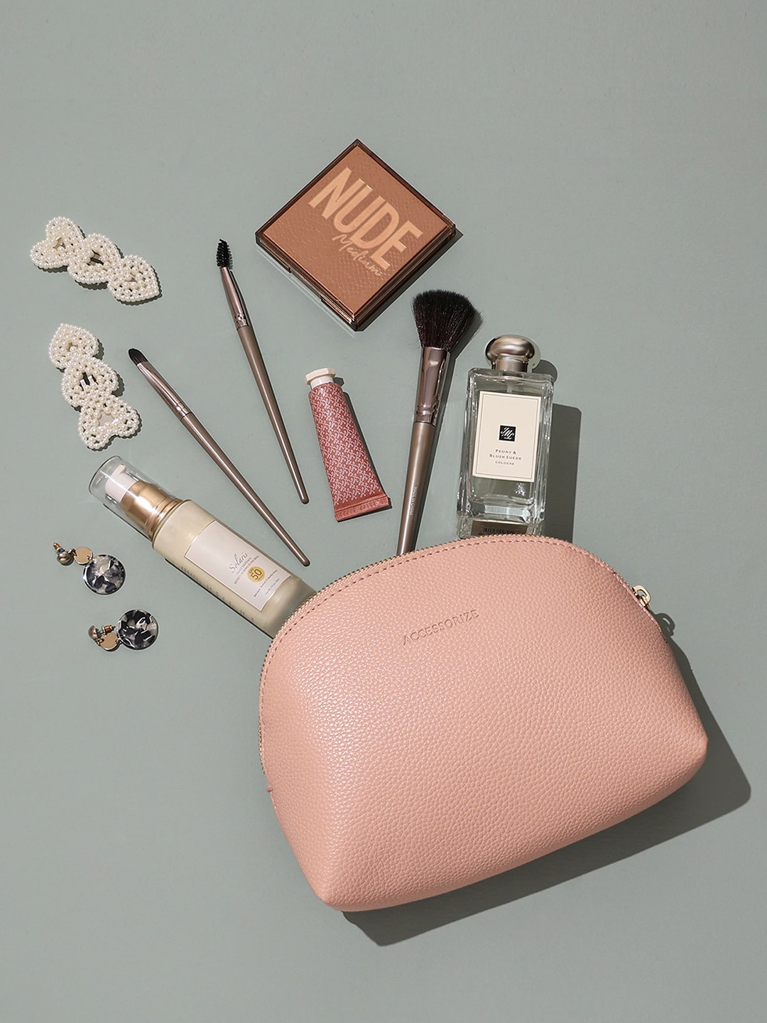 

ACCESSORIZE LONDON Pink Textured Makeup Organiser