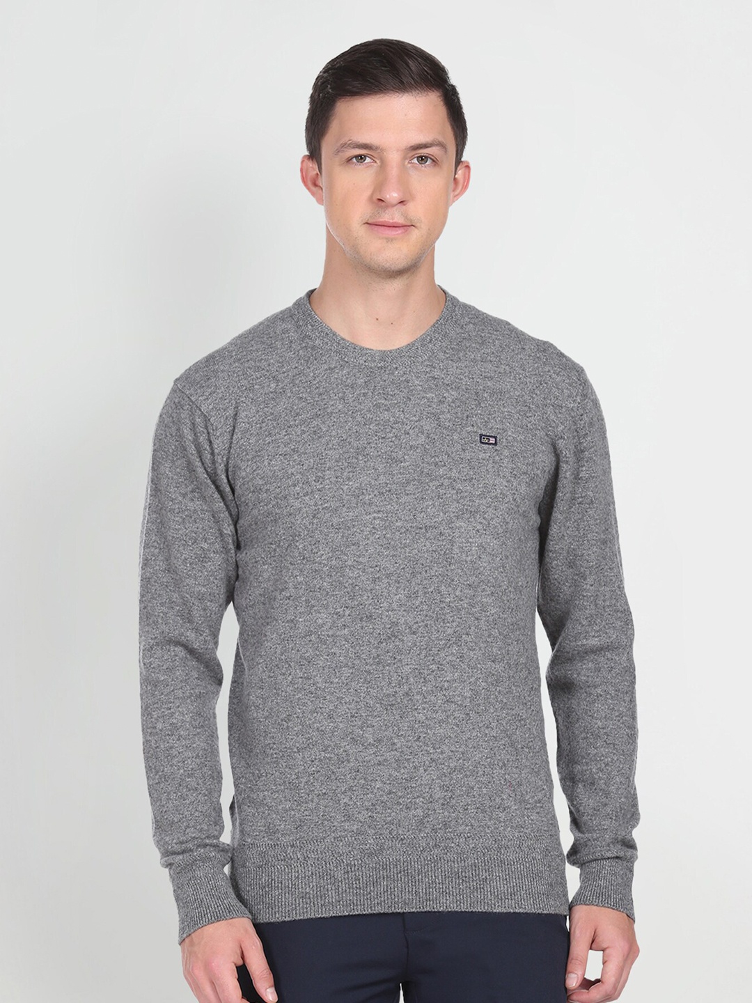 

Arrow Sport Round Neck Long Sleeves Pullover Sweater, Grey