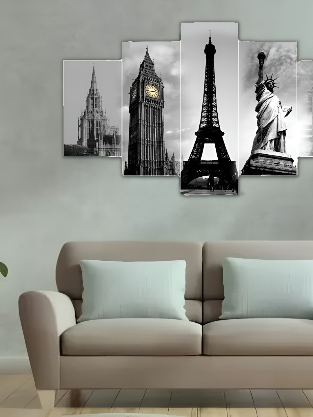 

CHRONIKLE Black & White 5 Pieces Wooden Painting Wall Arts